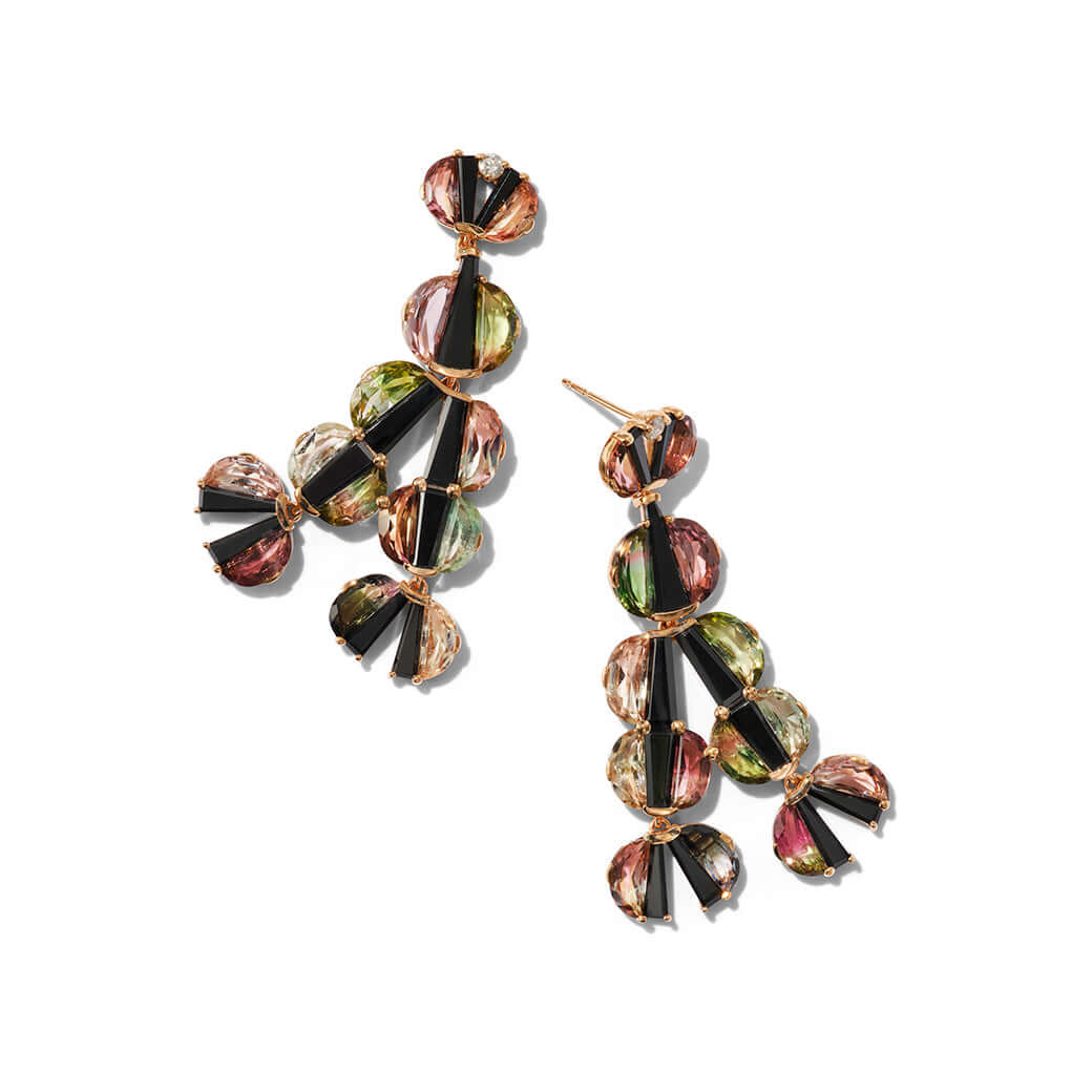 Tuft Earrings - Bi-Color Tourmaline & Black Spinel