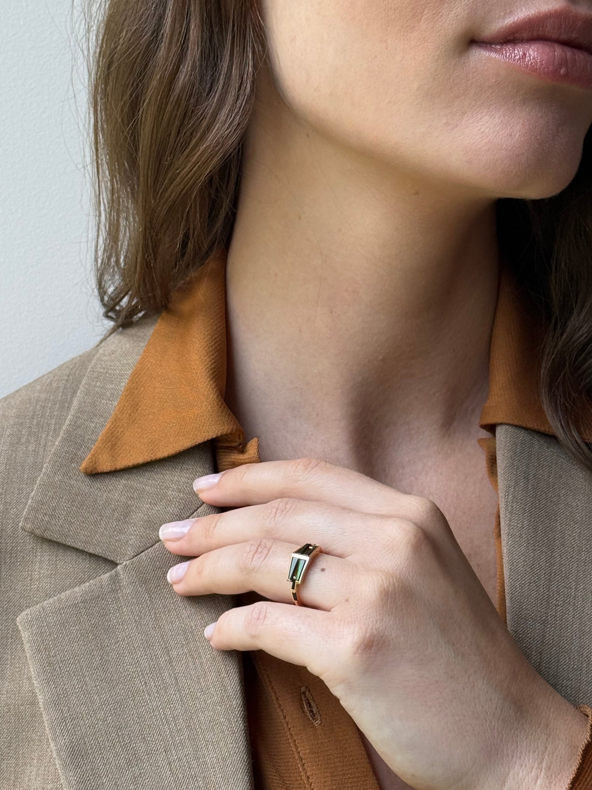 Forçat Trapezoid Link Ring - Chrome Tourmaline