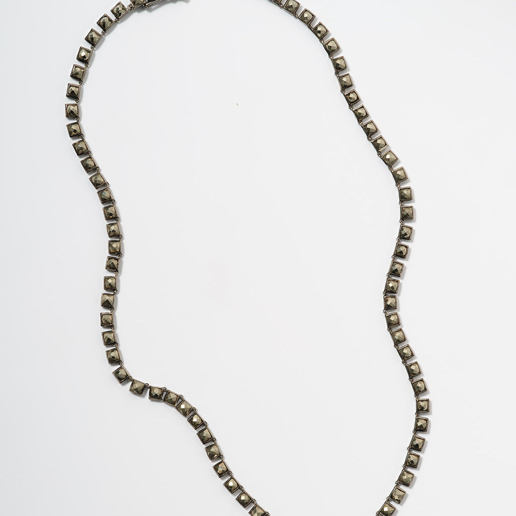 Mini Tile Rivière Necklace - Pyrite