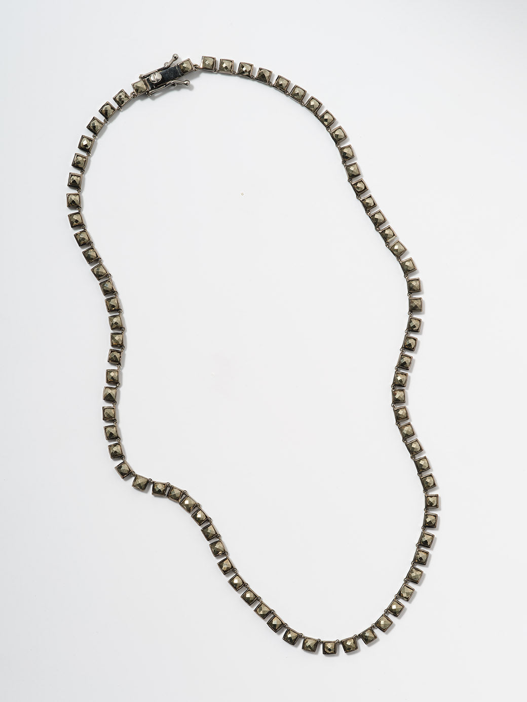 Mini Tile Rivière Necklace - Pyrite