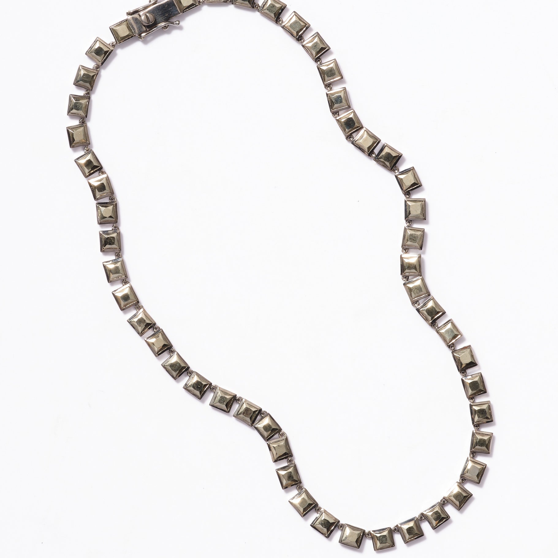 Small Tile Rivière Necklace Pyrite