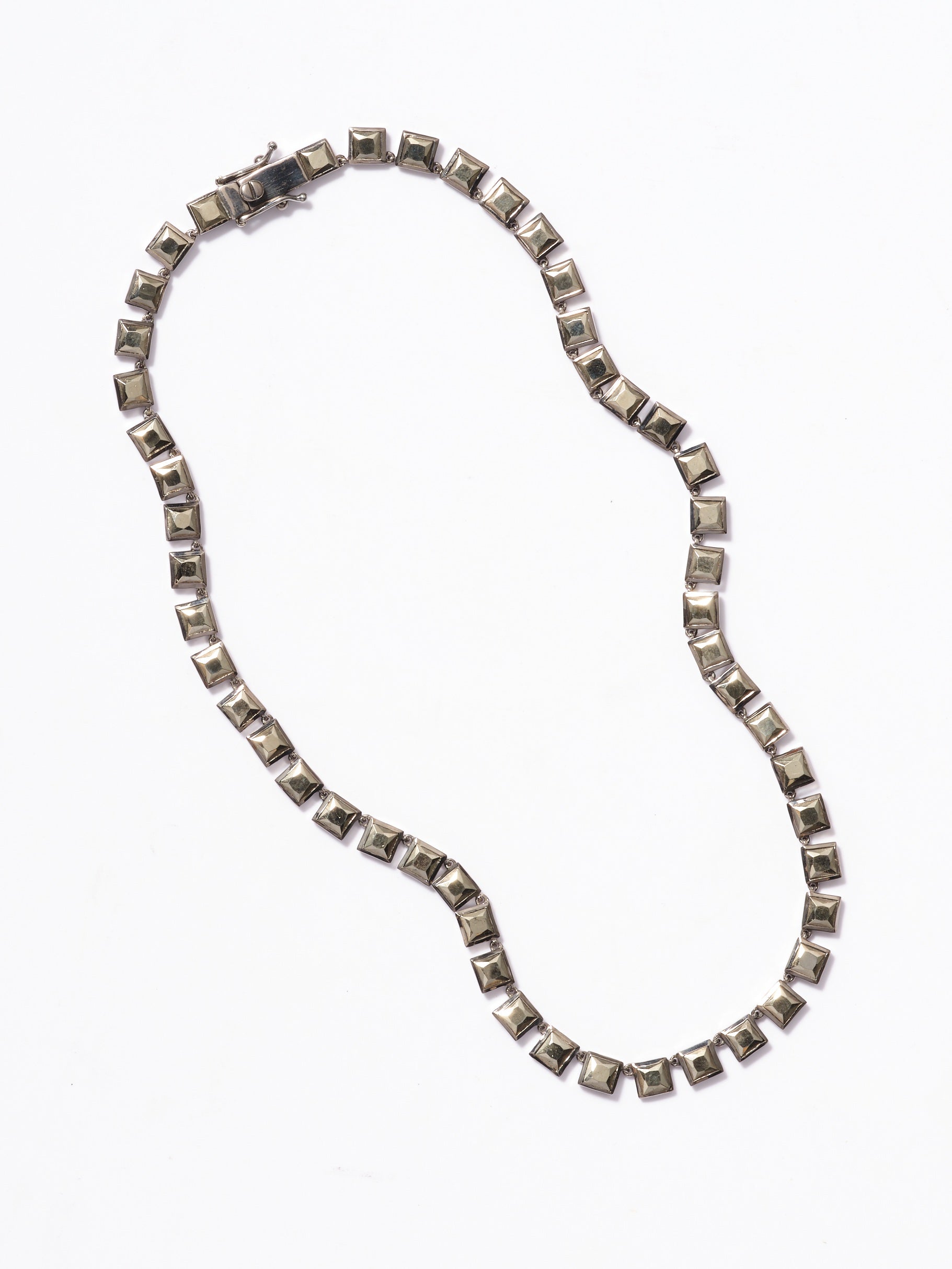 Small Tile Rivière Necklace Pyrite