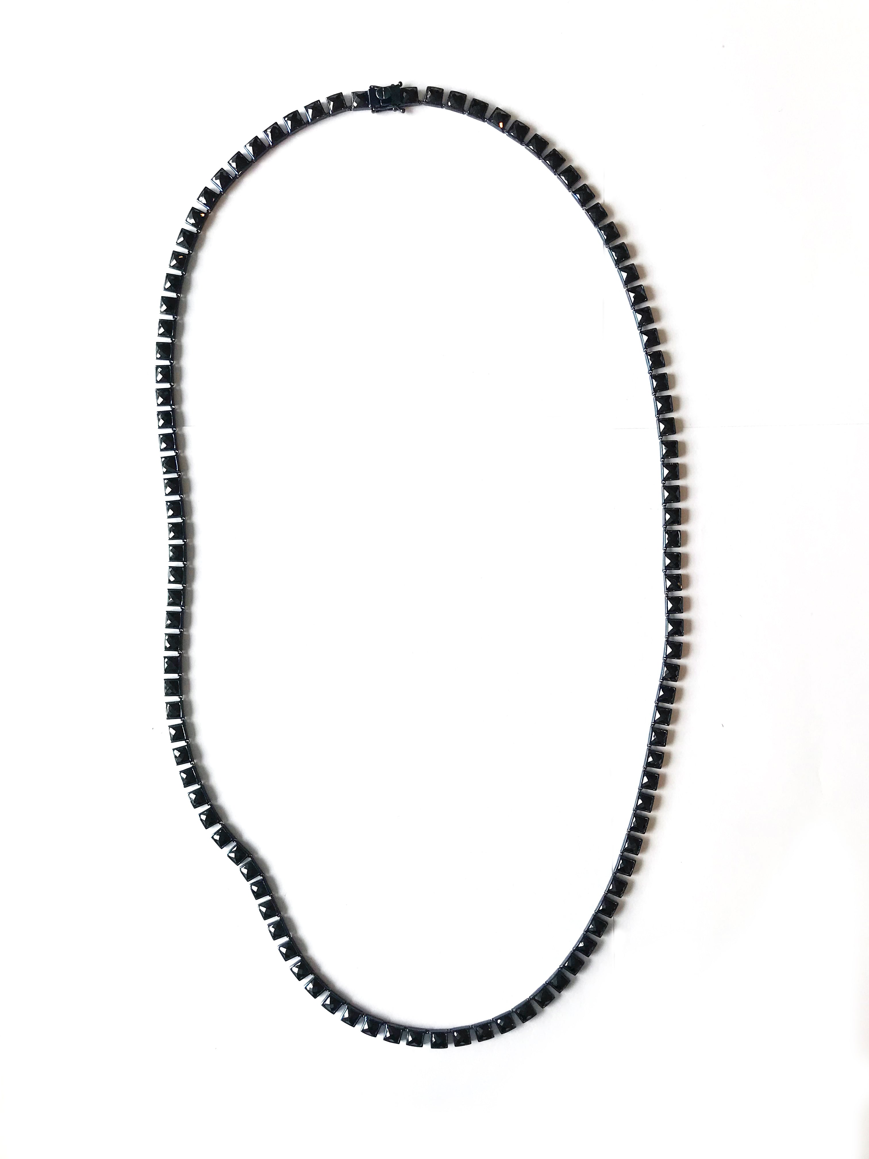 Mini Tile Opera Necklace - Black Spinel