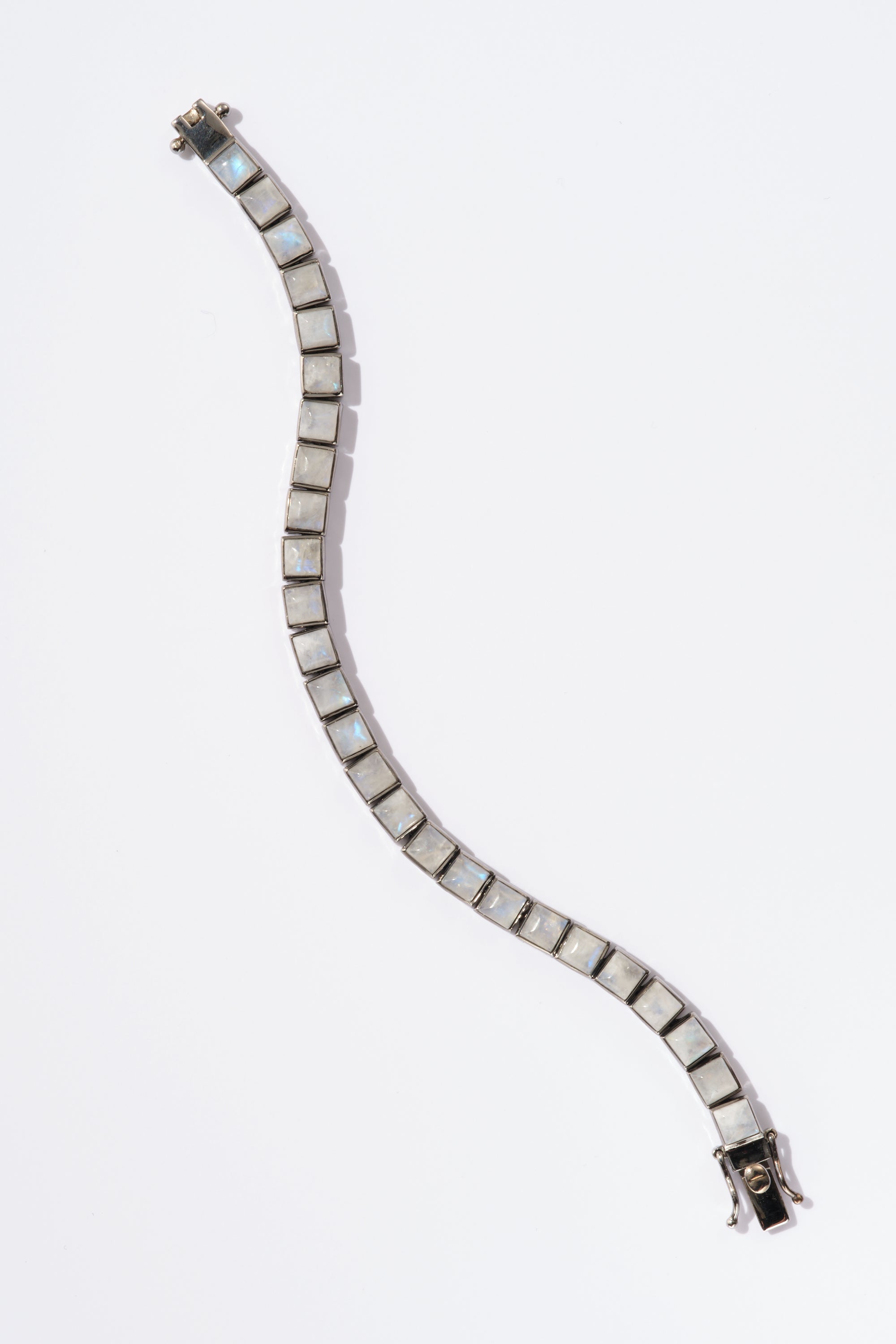 Small Tile Tennis Bracelet - Rainbow Moonstone