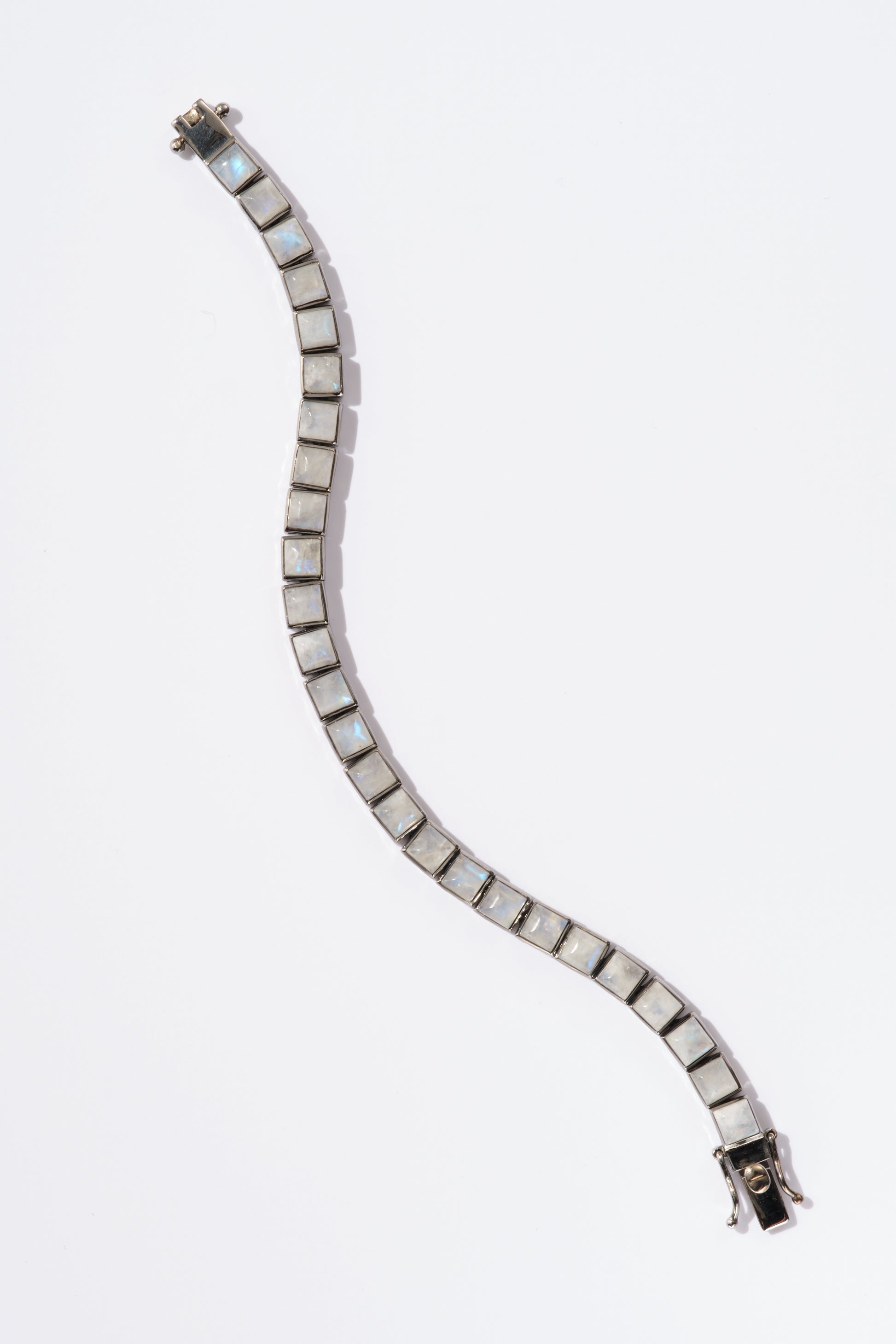 Small Tile Tennis Bracelet - Rainbow Moonstone