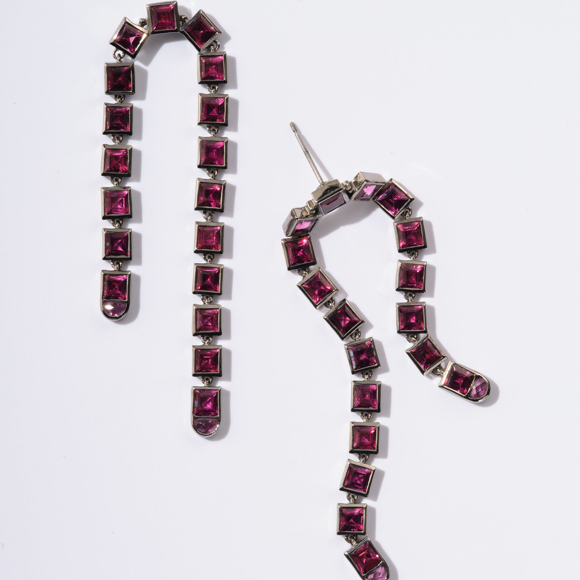 Arc Earrings - Rhodolite