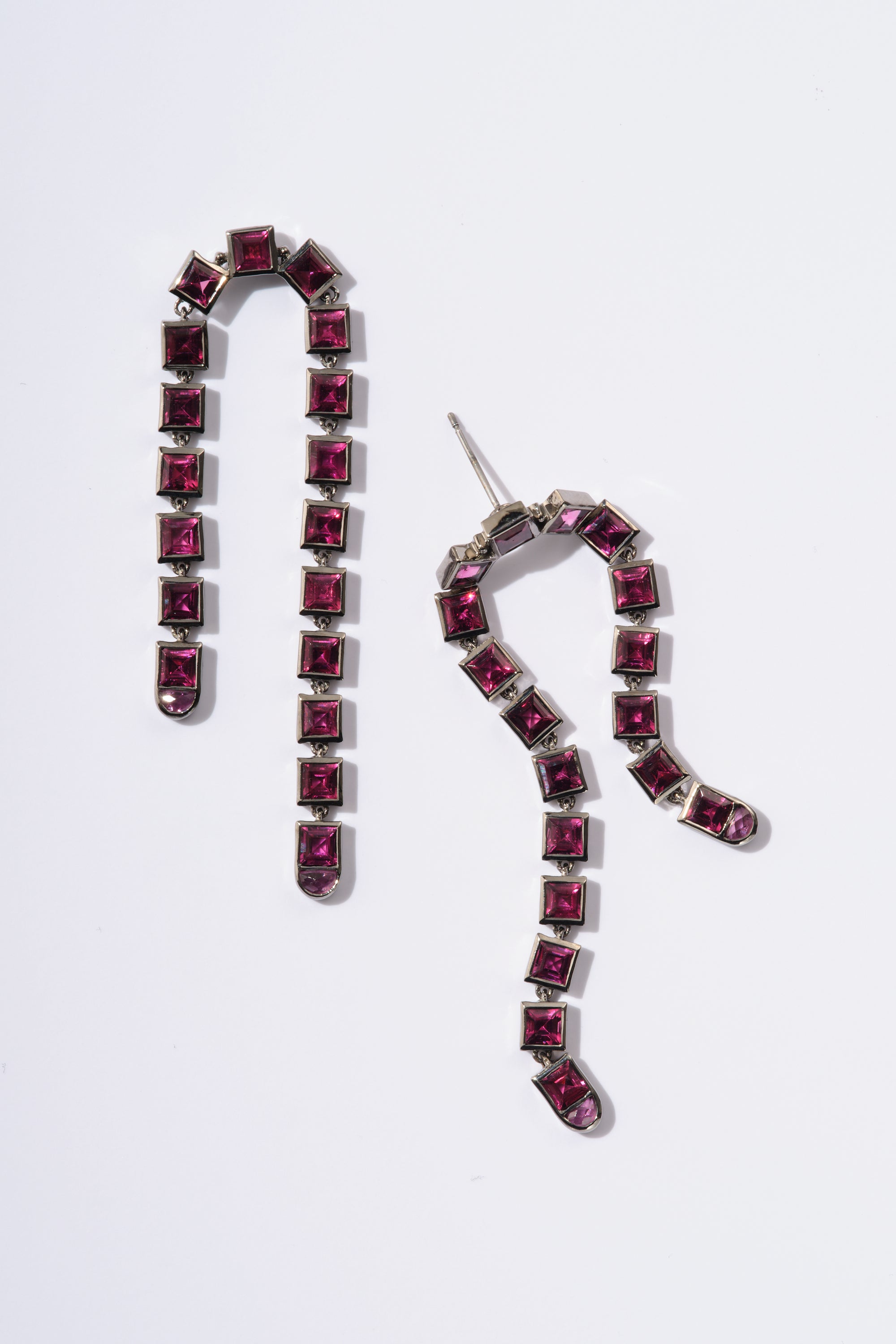 Arc Earrings - Rhodolite