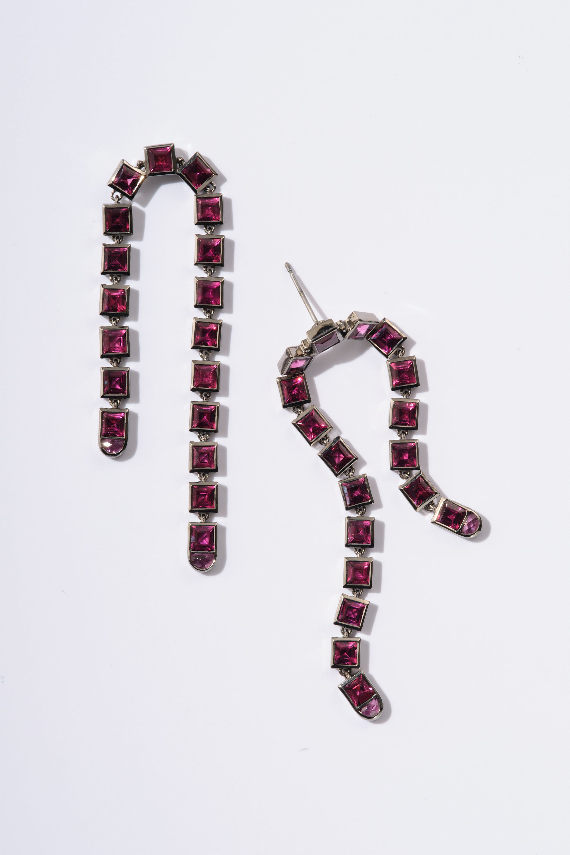 Arc Earrings - Rhodolite