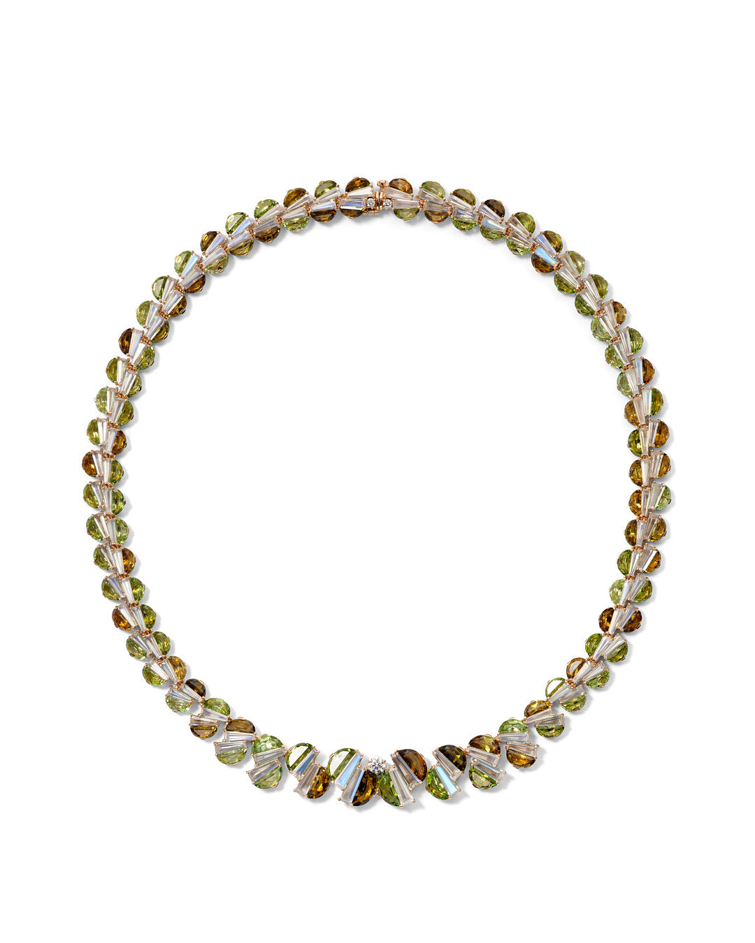 Graduated Woven Riviere Necklace - Green Tourmaline