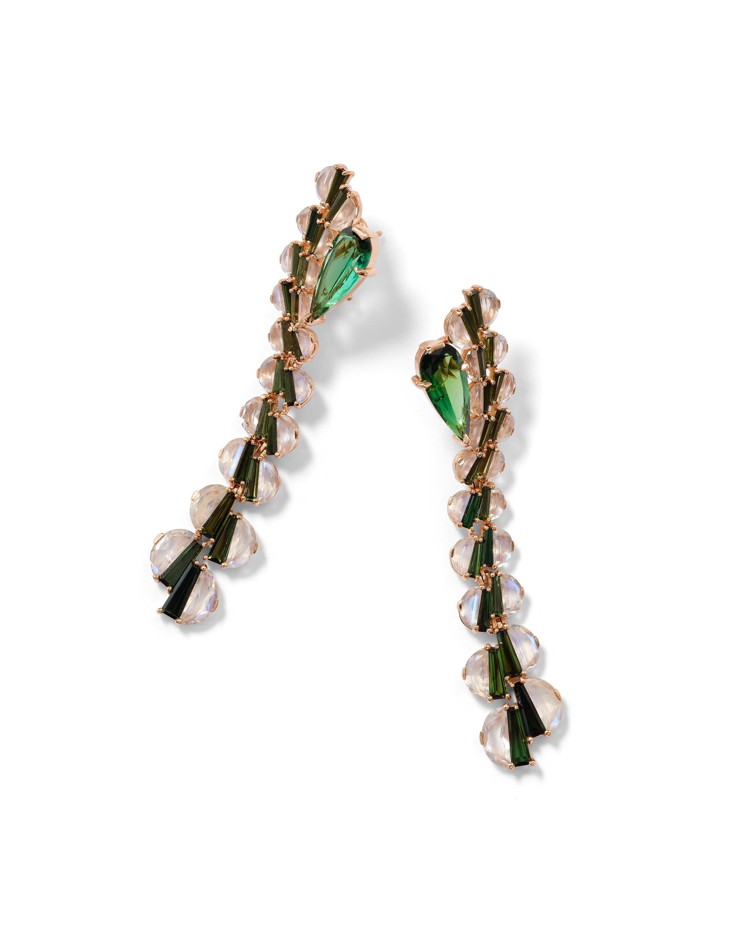 Curved Column Earrings - Green Tourmaline