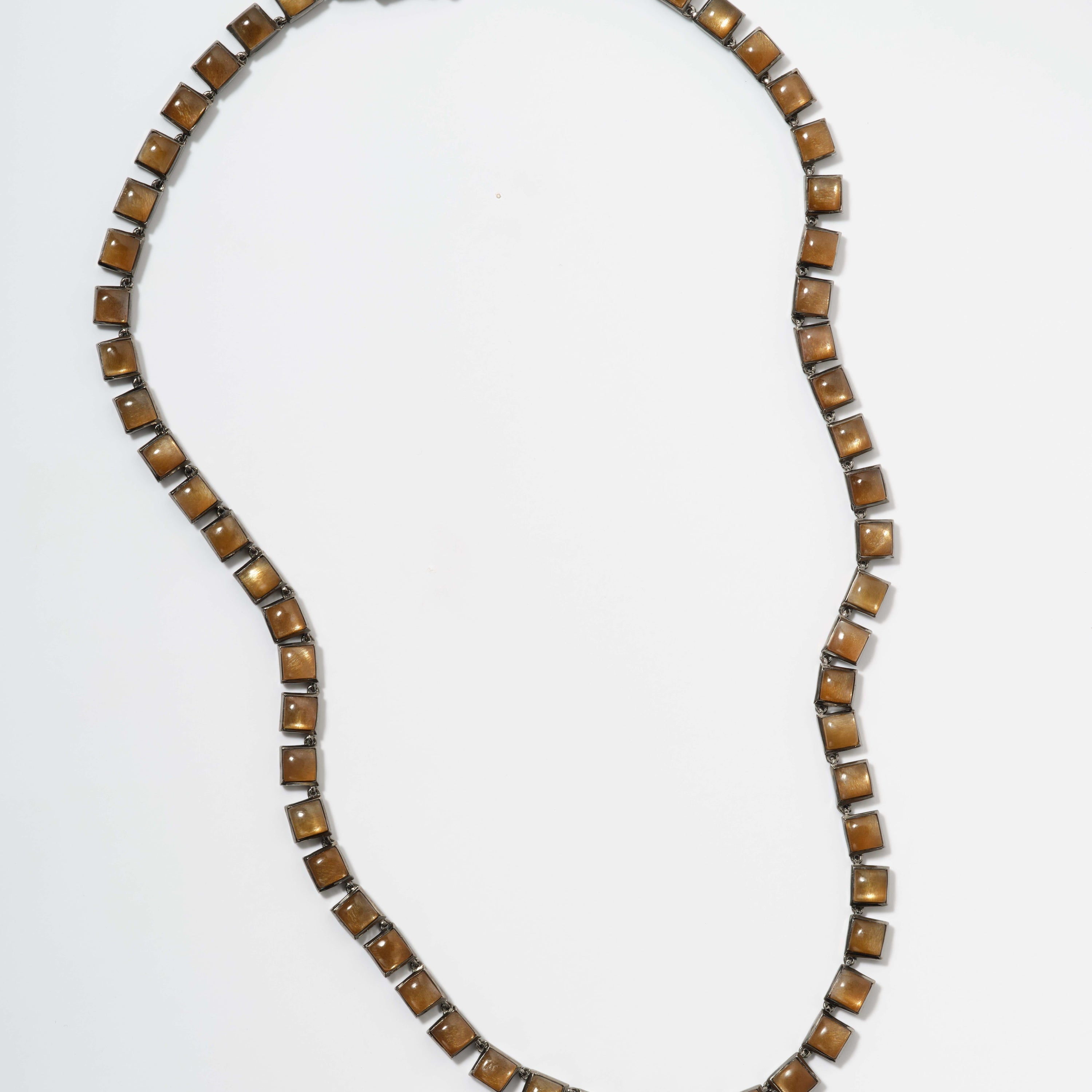 Small Tile Rivière Necklace - Golden Sheen Moonstone