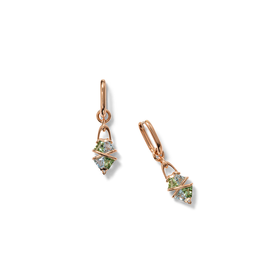 F Bomb Earrings - Aquamarine & Green Tourmaline