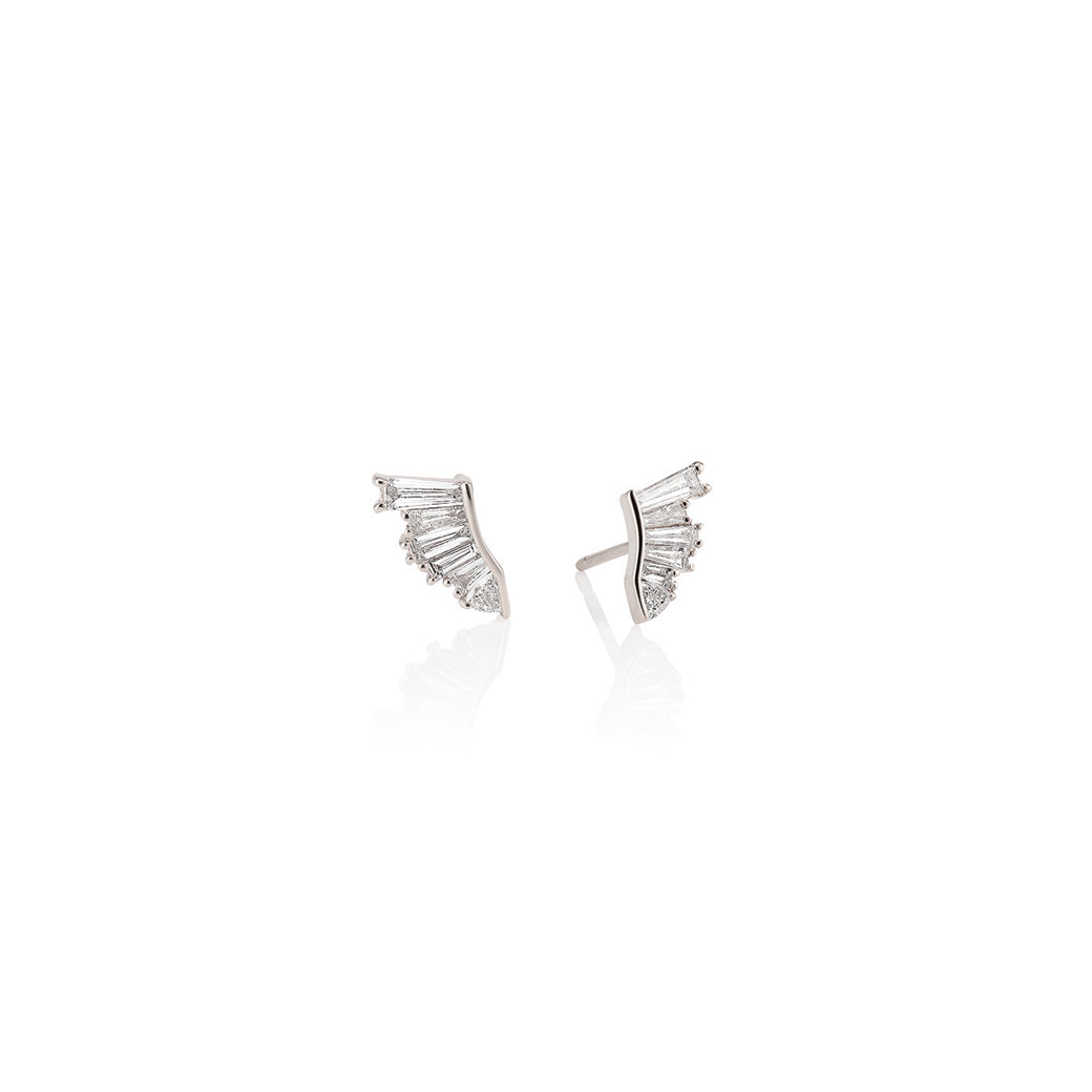 Pleat Earrings - Diamond & 18K White Gold