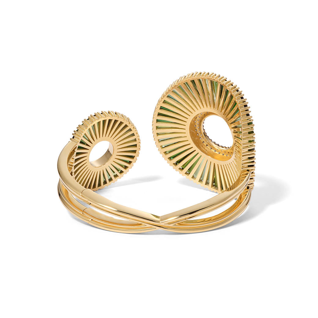 Open Sensu Cuff Bracelet - Green Tourmaline