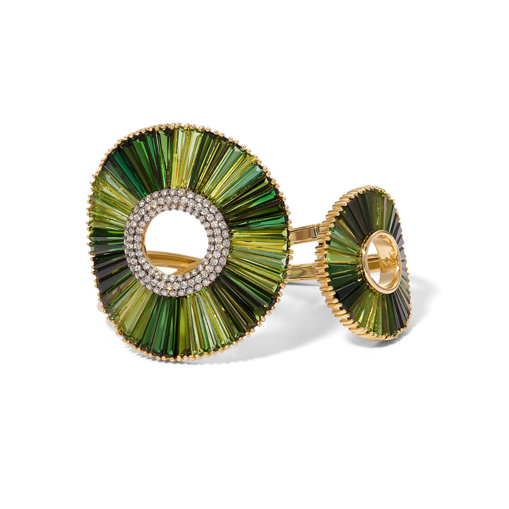 Open Sensu Cuff Bracelet - Green Tourmaline