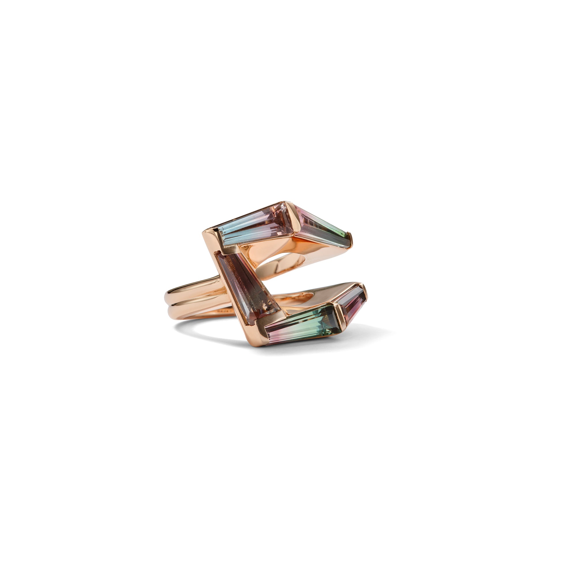 Fold-Over Mosaic Ring - Bi-Color Tourmaline