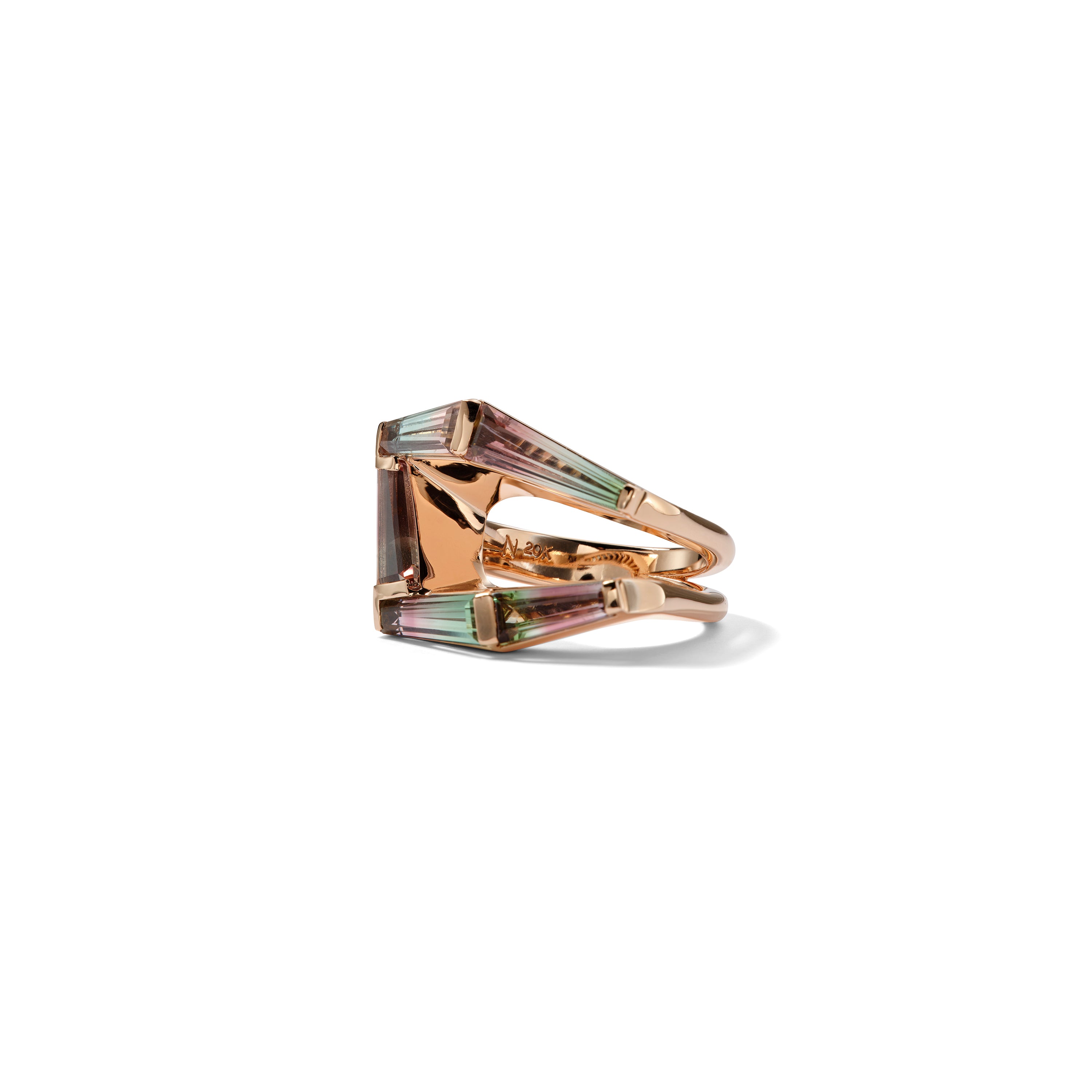 Fold-Over Mosaic Ring - Bi-Color Tourmaline