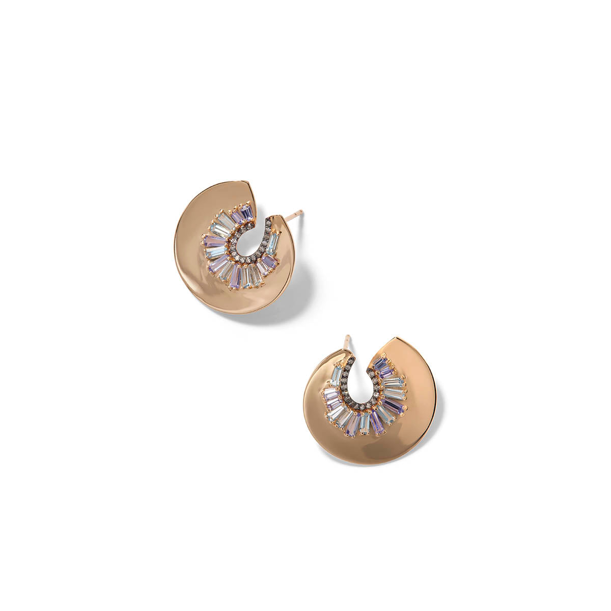 Aperture Bypass Hoops - Tanzanite & Aquamarine