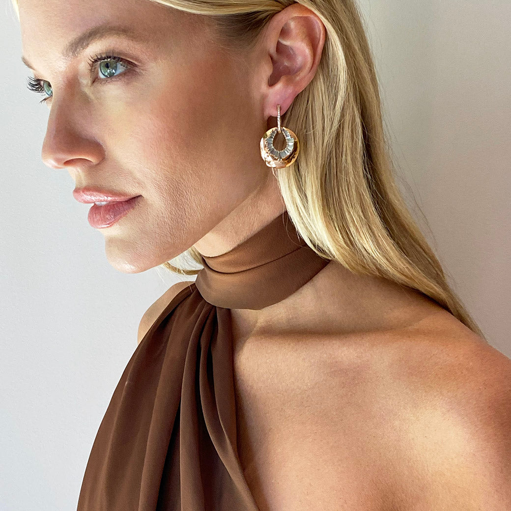 Aperture Earrings - Blue Peruvian Opal & Aquamarine