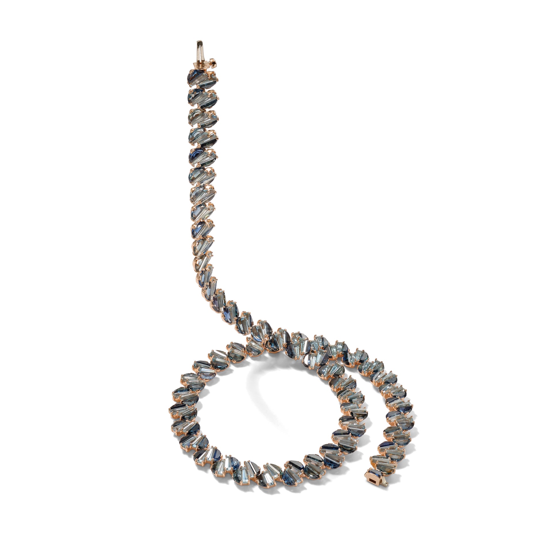 Braided Collar Riviere Necklace - Sapphire and Aquamarine