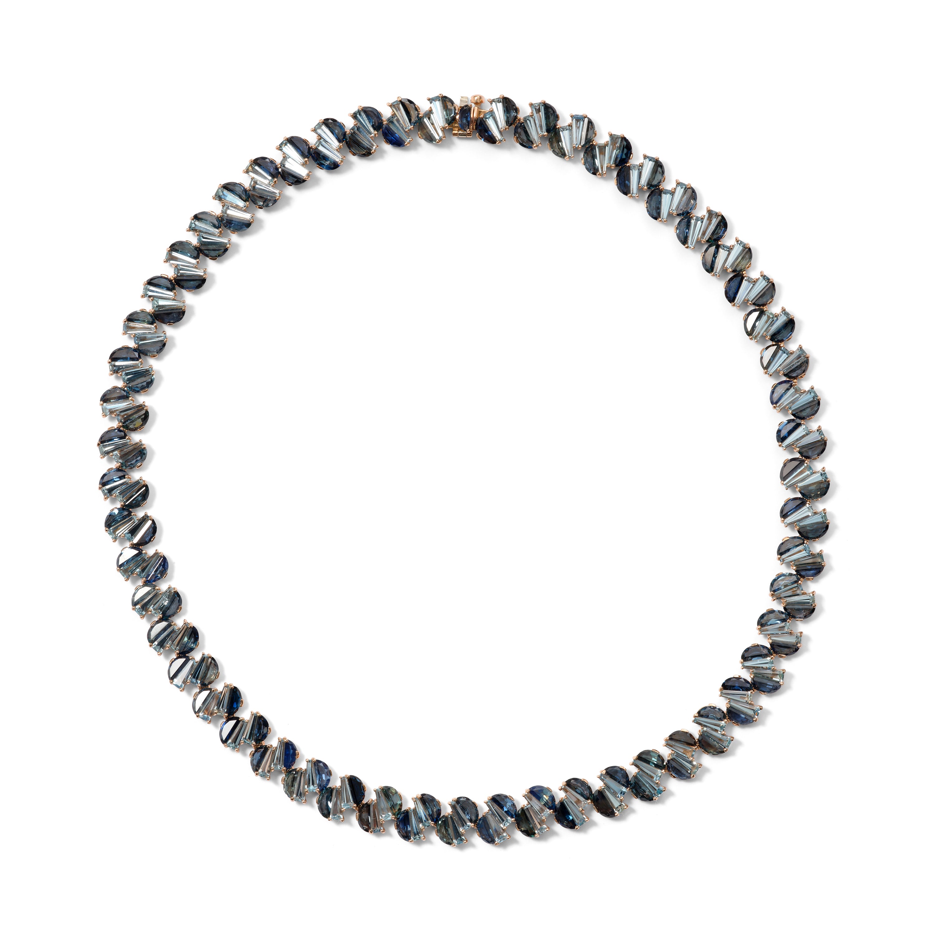 Braided Collar Riviere Necklace - Sapphire and Aquamarine