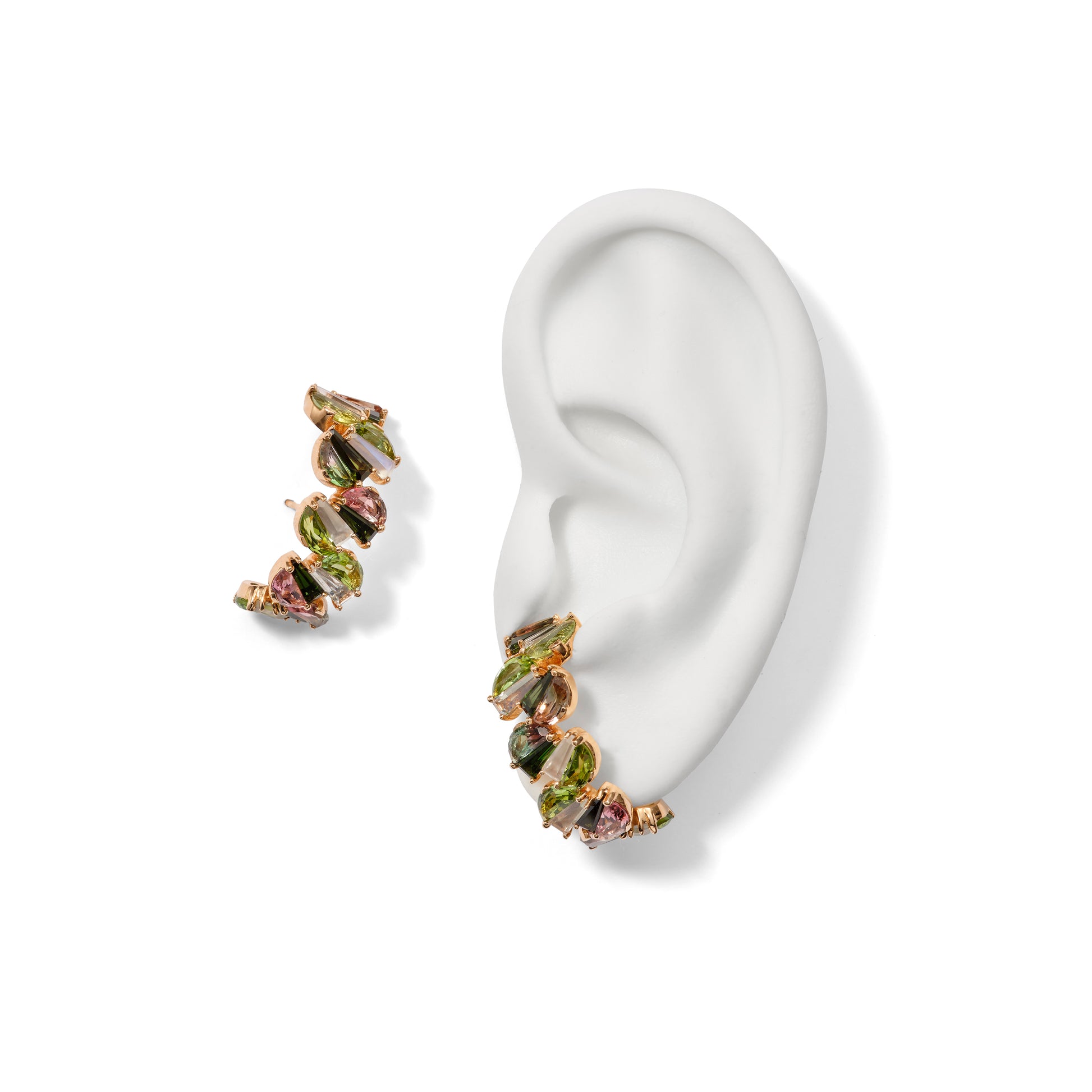 Braided Ear Jackets - Bi-Color & Green Tourmaline