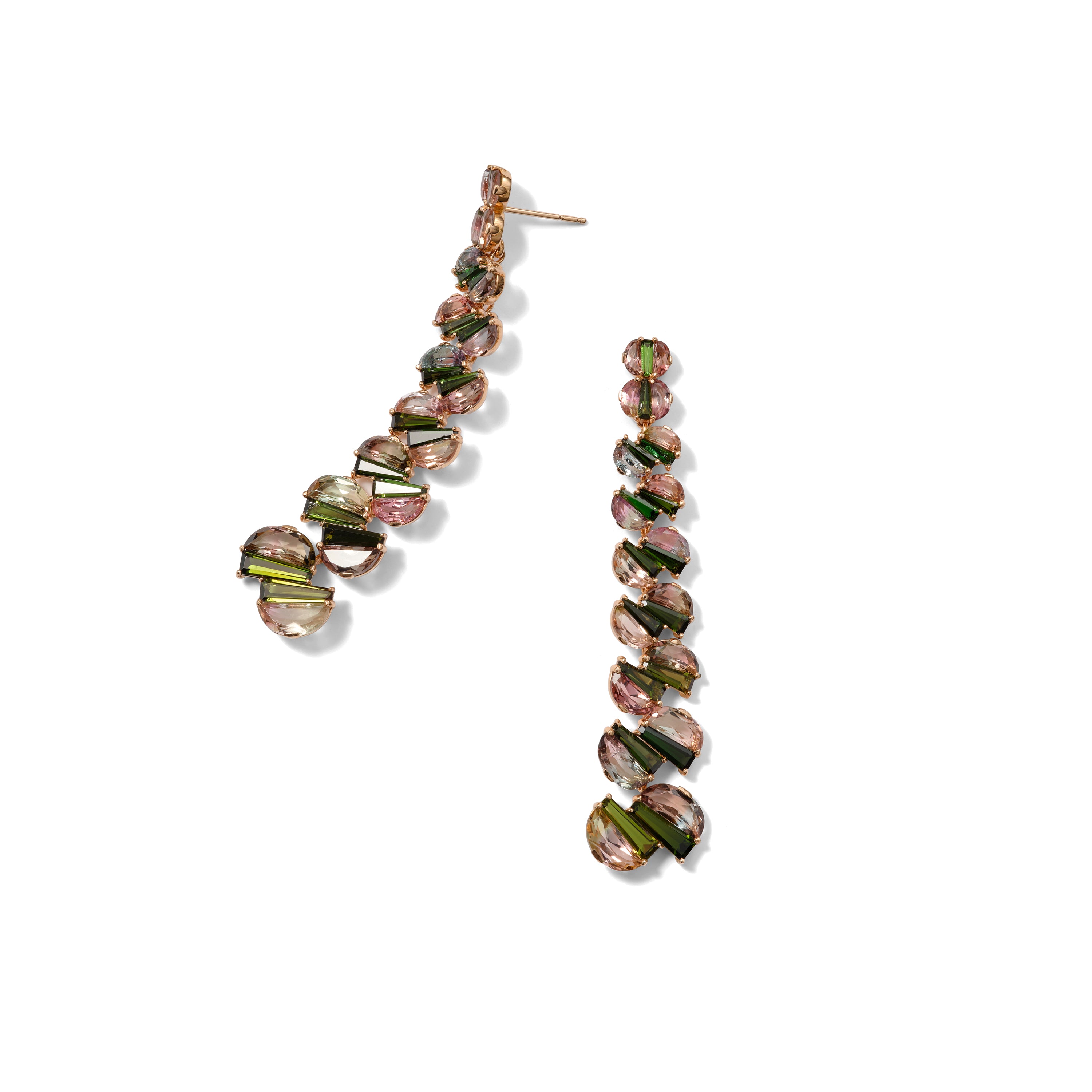 Braided Drop Earrings - Bi-Color Tourmaline and Chrome Tourmaline