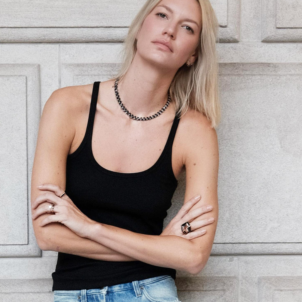 Braided Collar Riviere Necklace - Sapphire and Aquamarine