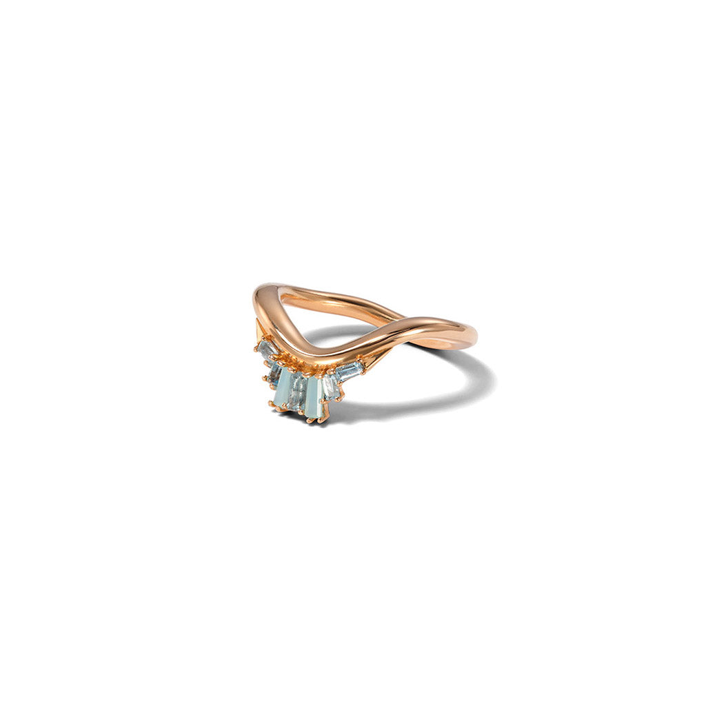 Bump Ruched Ring - Blue Peruvian Opal & Aquamarine