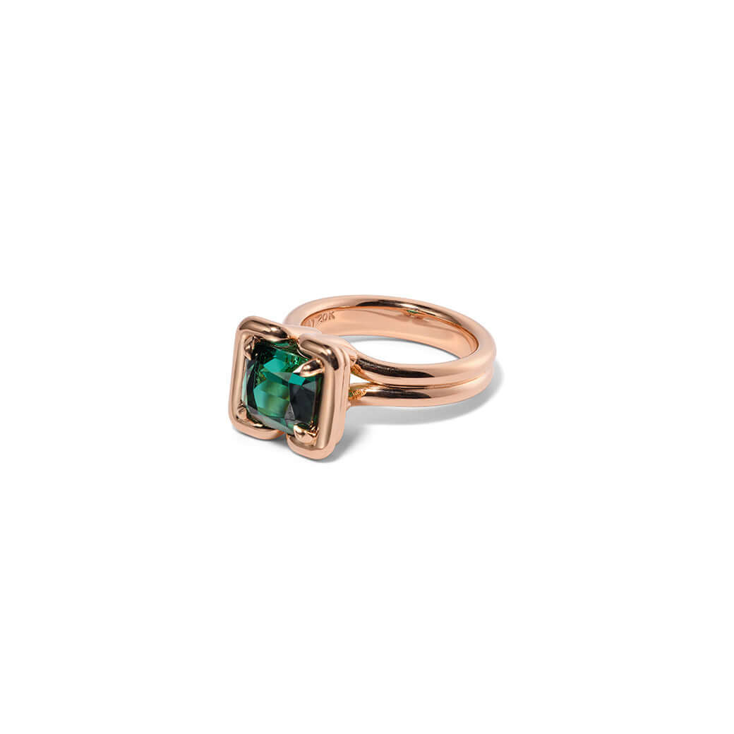 Buttress Emerald Cut Solitaire Ring - Blue Tourmaline