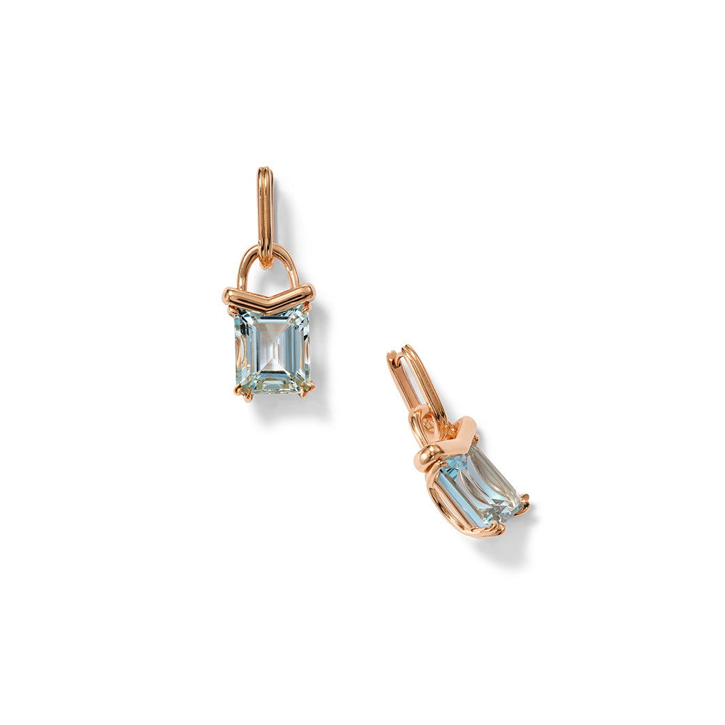 Chevron Drop Earrings - Aquamarine