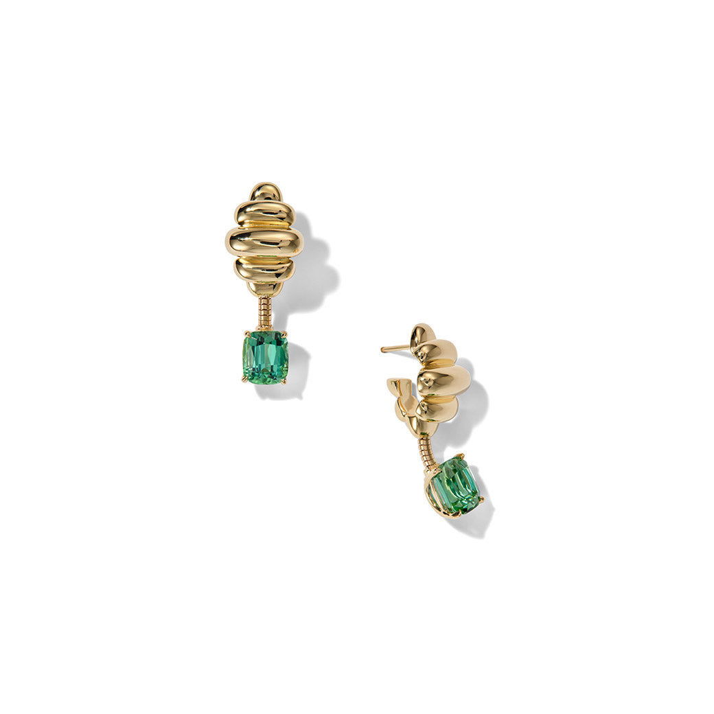 Cloud & Stone Hoop Earrings - Mint Tourmaline