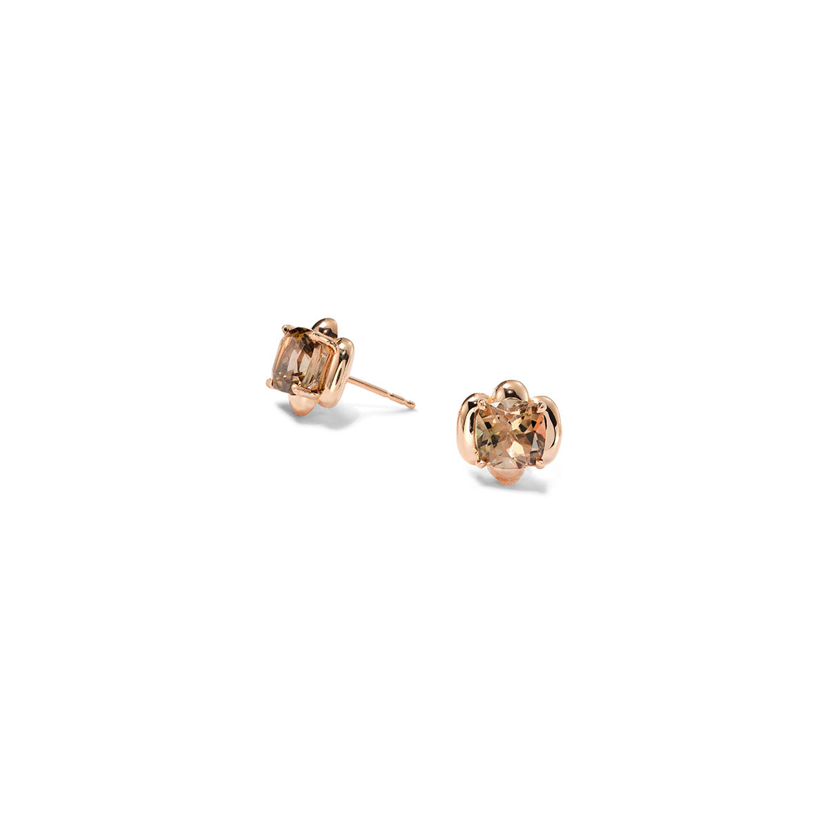 Cloud Stone Stud Earrings - Champagne Tourmaline