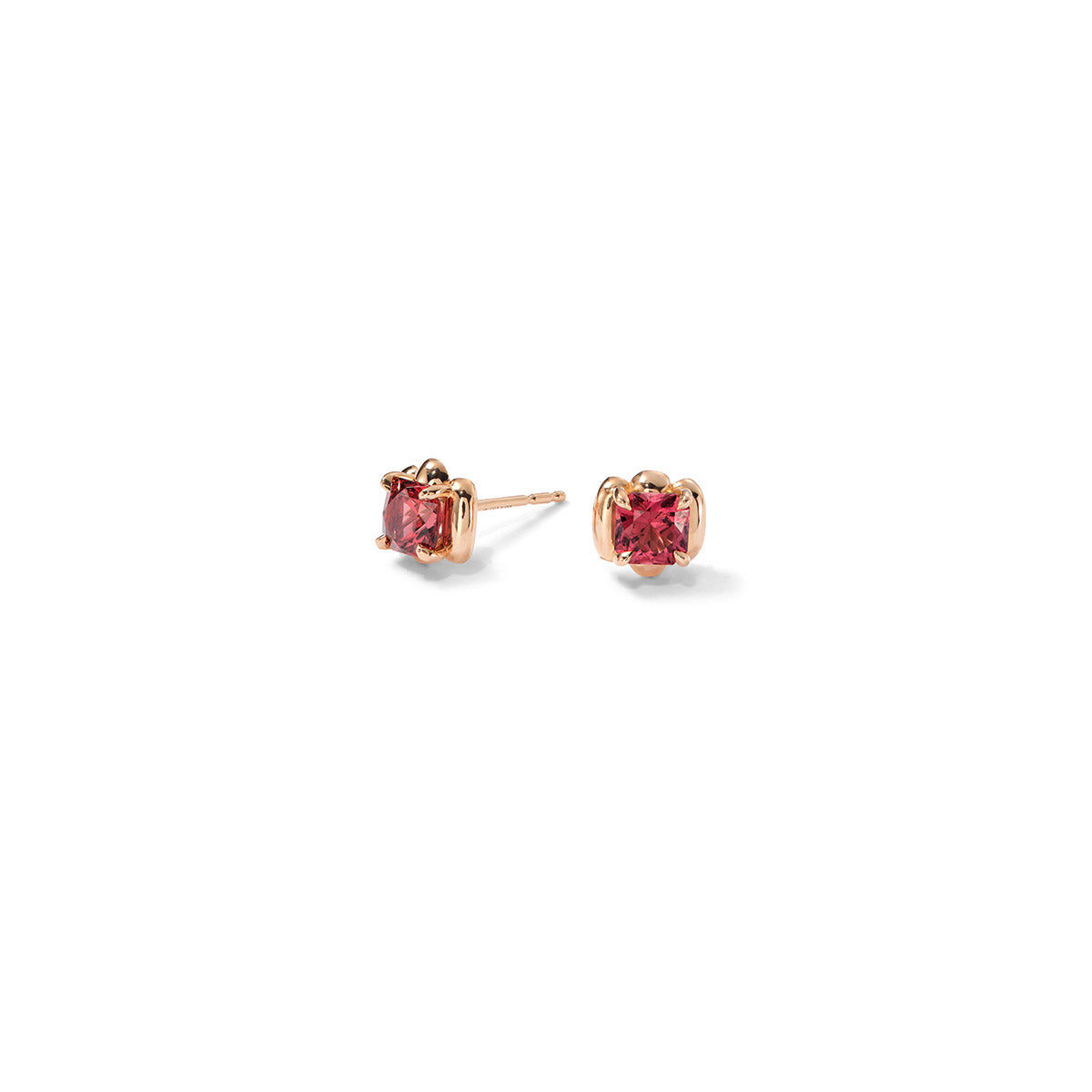 Cloud Stone Stud Earrings - Rhodolite