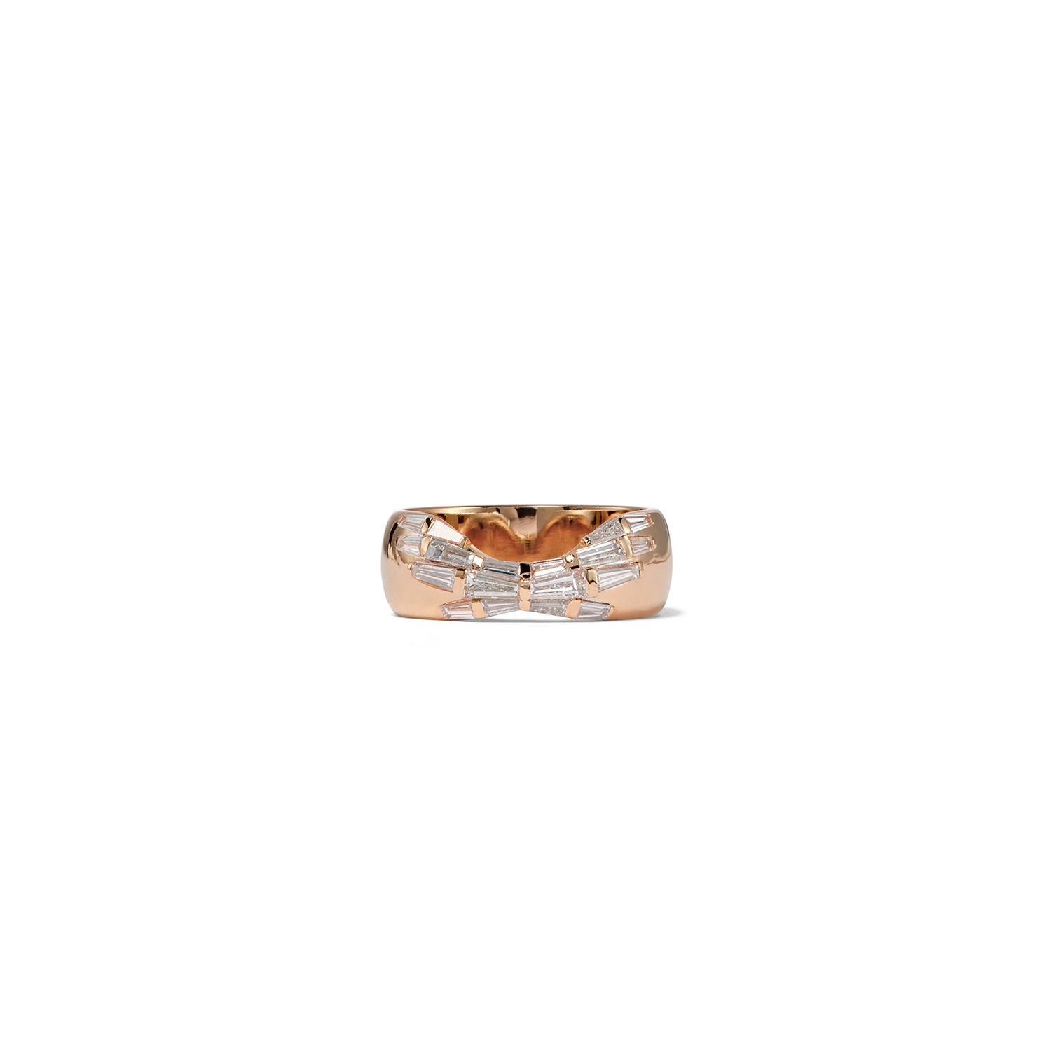 Crimped Deco-Band Diamond Ring