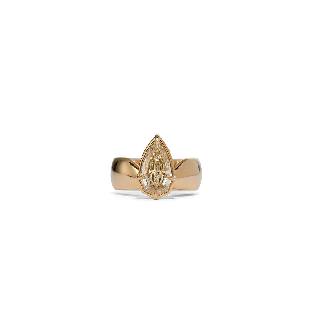 Crimped Pear Diamond Ring