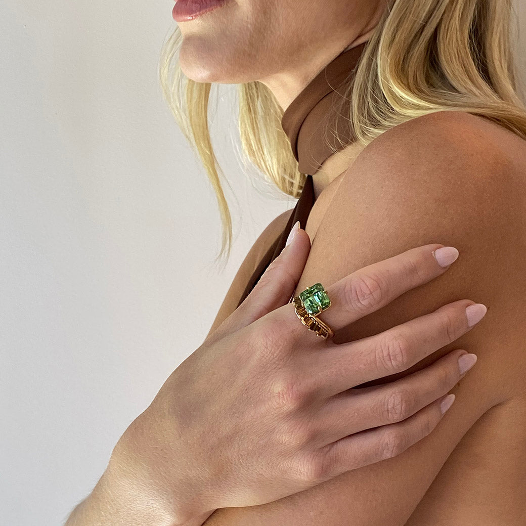 Crown & Head Ring - Green Tourmaline