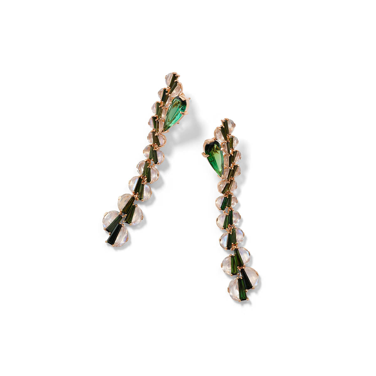 Curved Column Earrings - Green Tourmaline