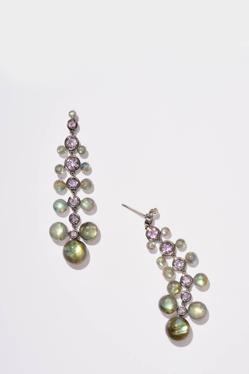 Dew Drop Earrings - Labradorite & Rose of France