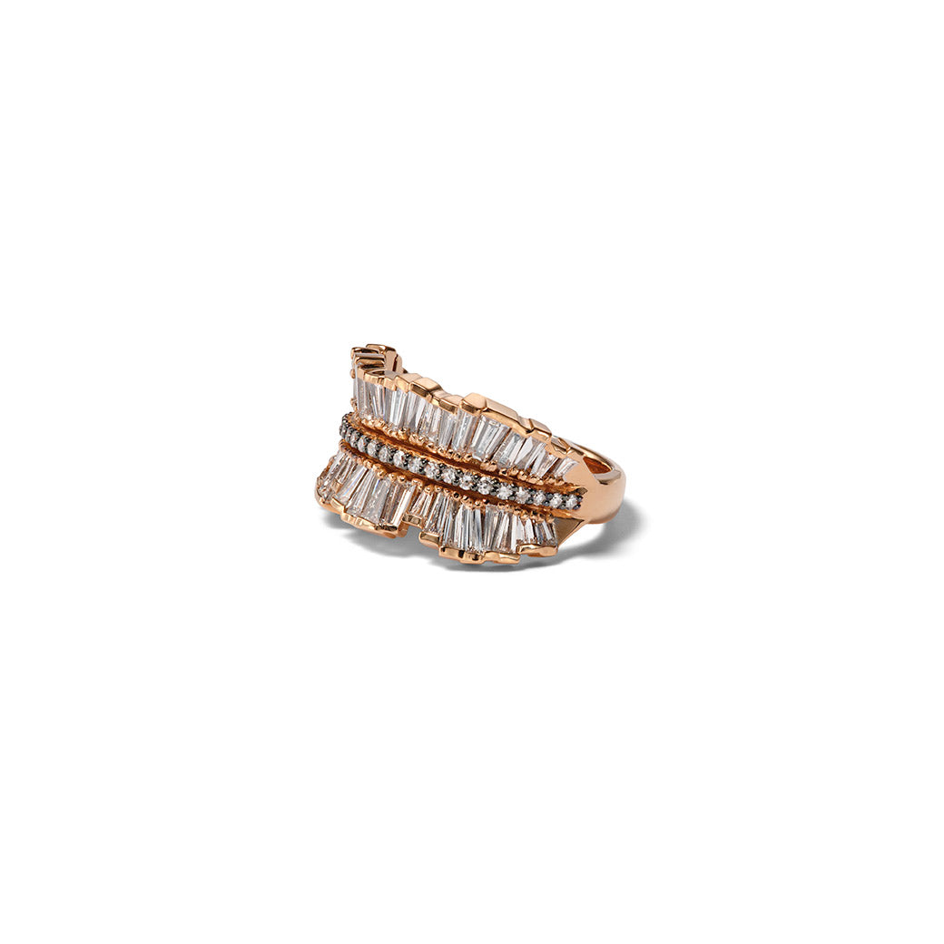 Double Ruched Ribbon Ring - Diamond