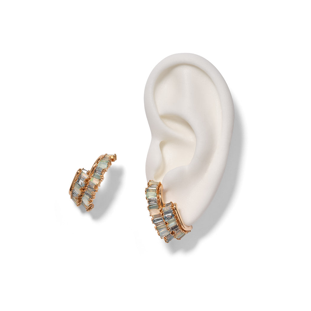 Double Ruched Ear Cuffs - Blue Peruvian Opal & Aquamarine