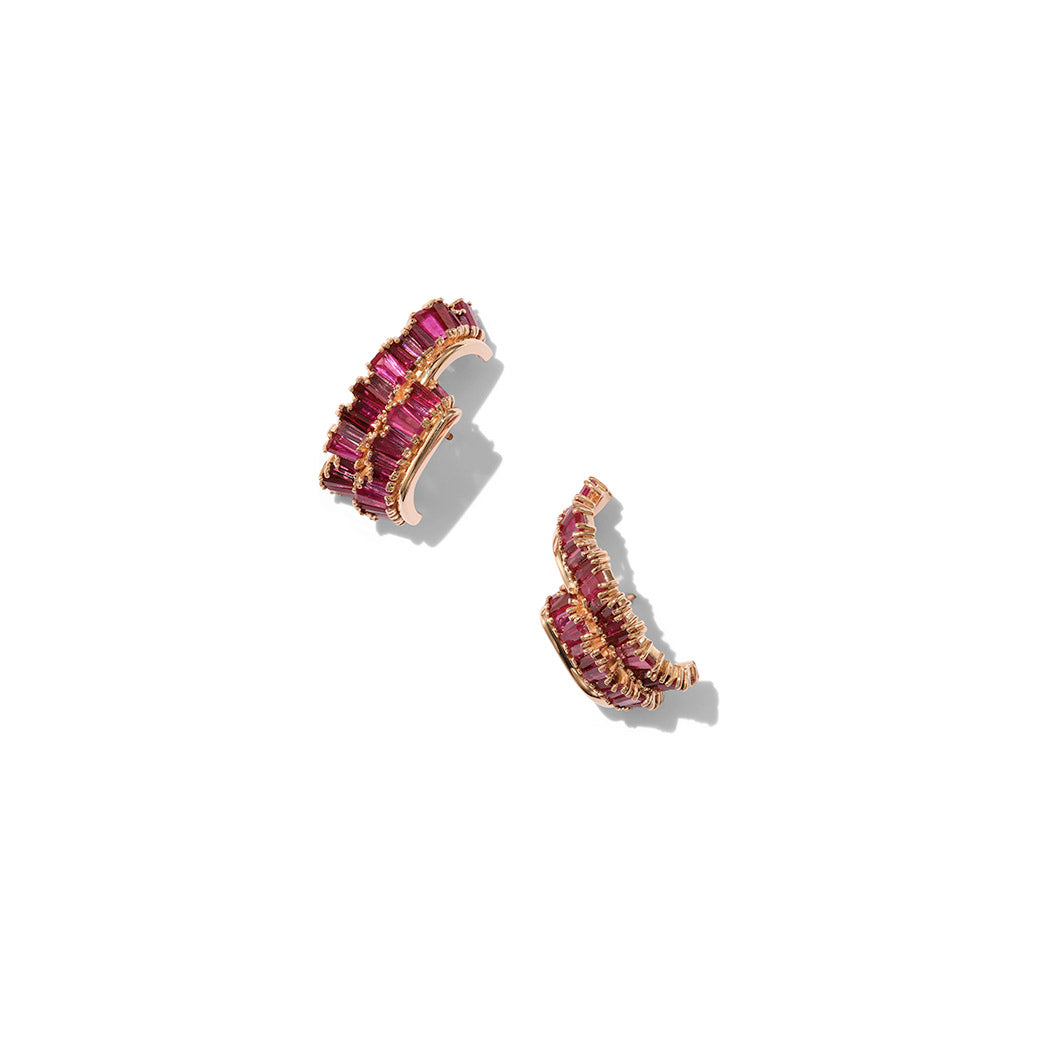 Double Ruched Ear Cuffs - Ruby