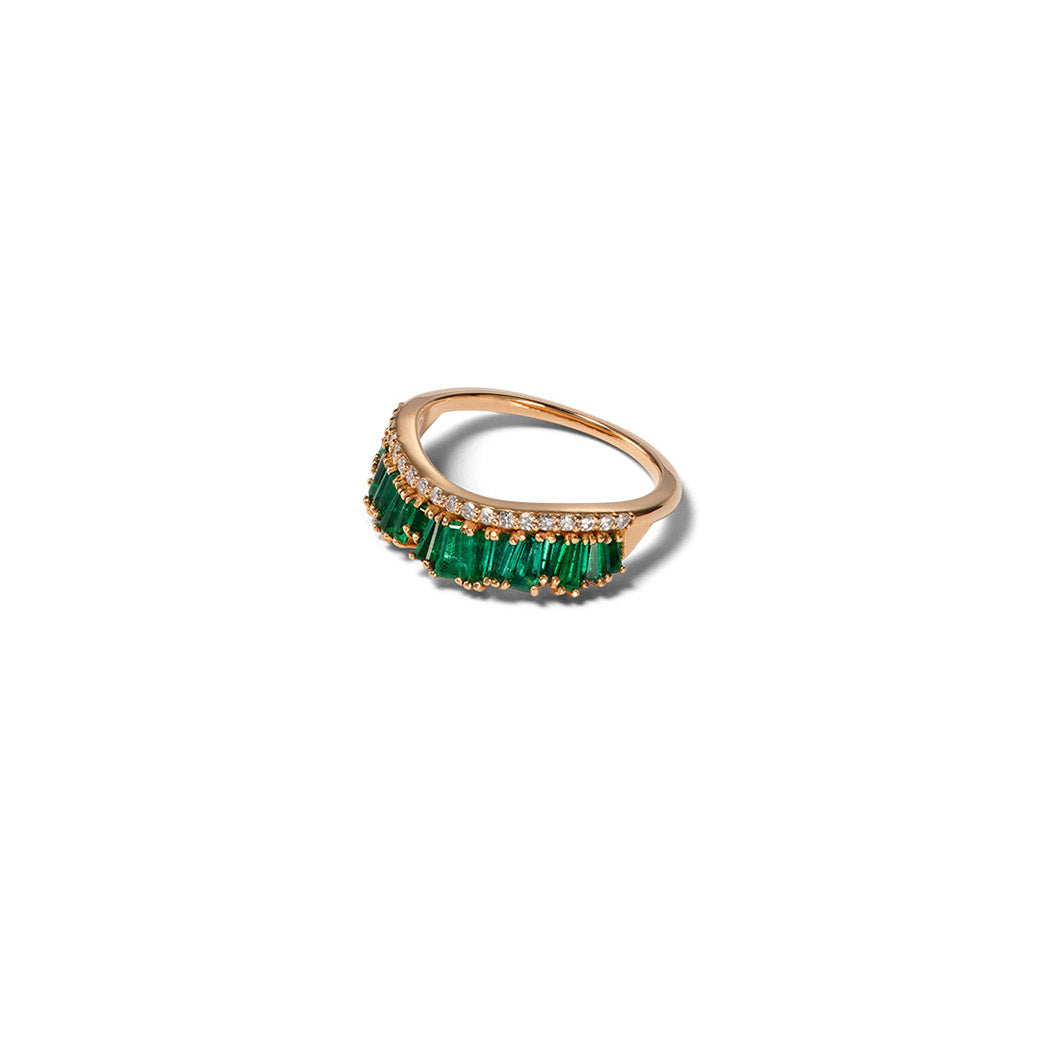 Single Ruched Band Ring - Emerald