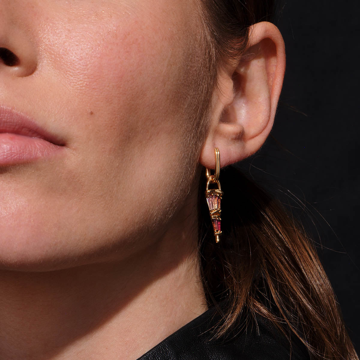 Finial Drop Earrings - Bi-Color Tourmaline & Rubellite