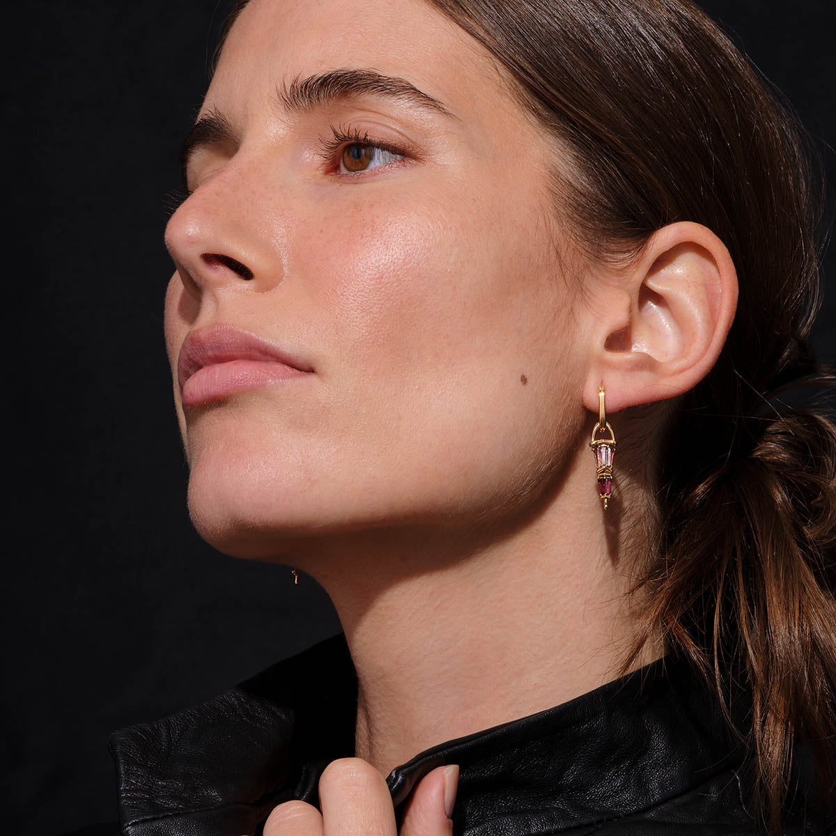 Finial Drop Earrings - Bi-Color Tourmaline & Rubellite