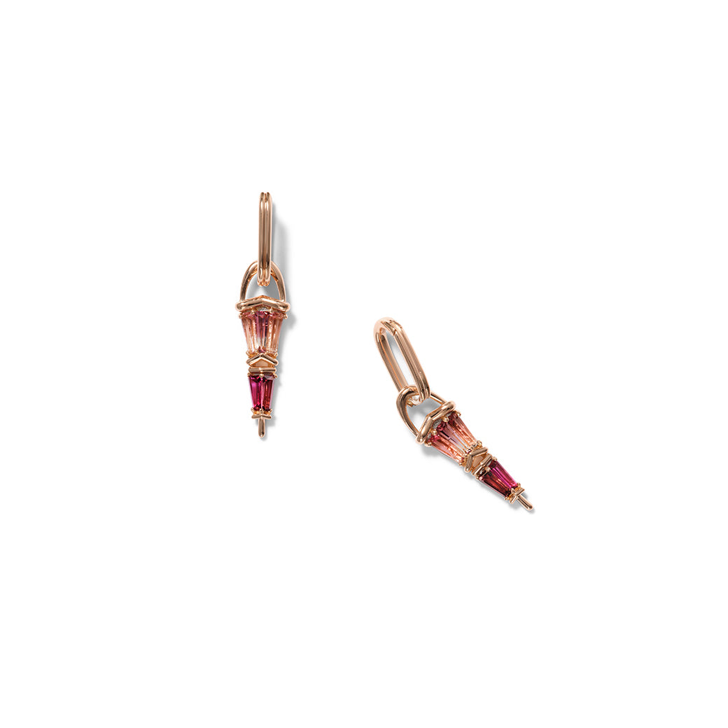 Finial Drop Earrings - Bi-Color Tourmaline & Rubellite