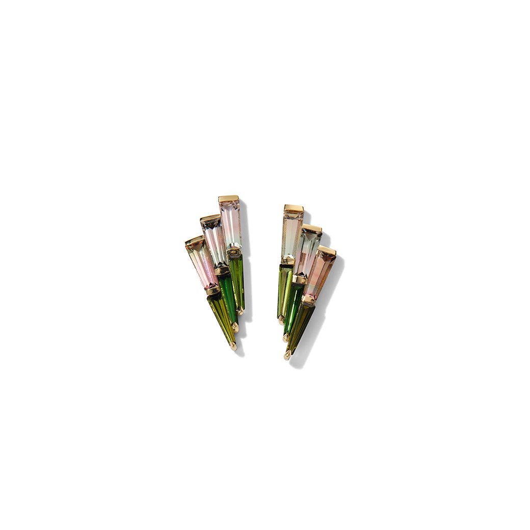 Tapered Earrings - Bi-Color Tourmaline & Chrome Tourmaline