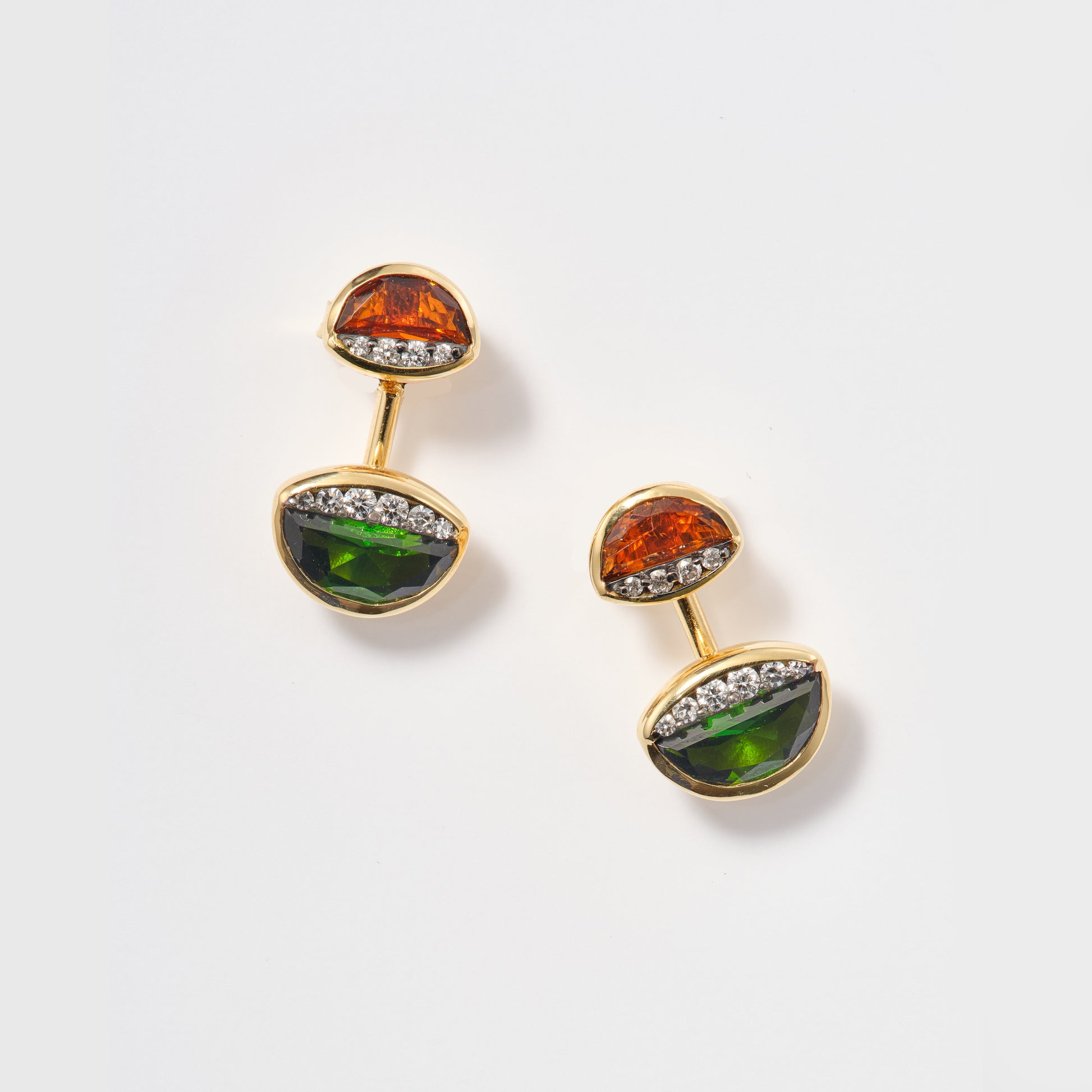 Headlamp Drop Ear Jackets - Green & Amber Tourmaline