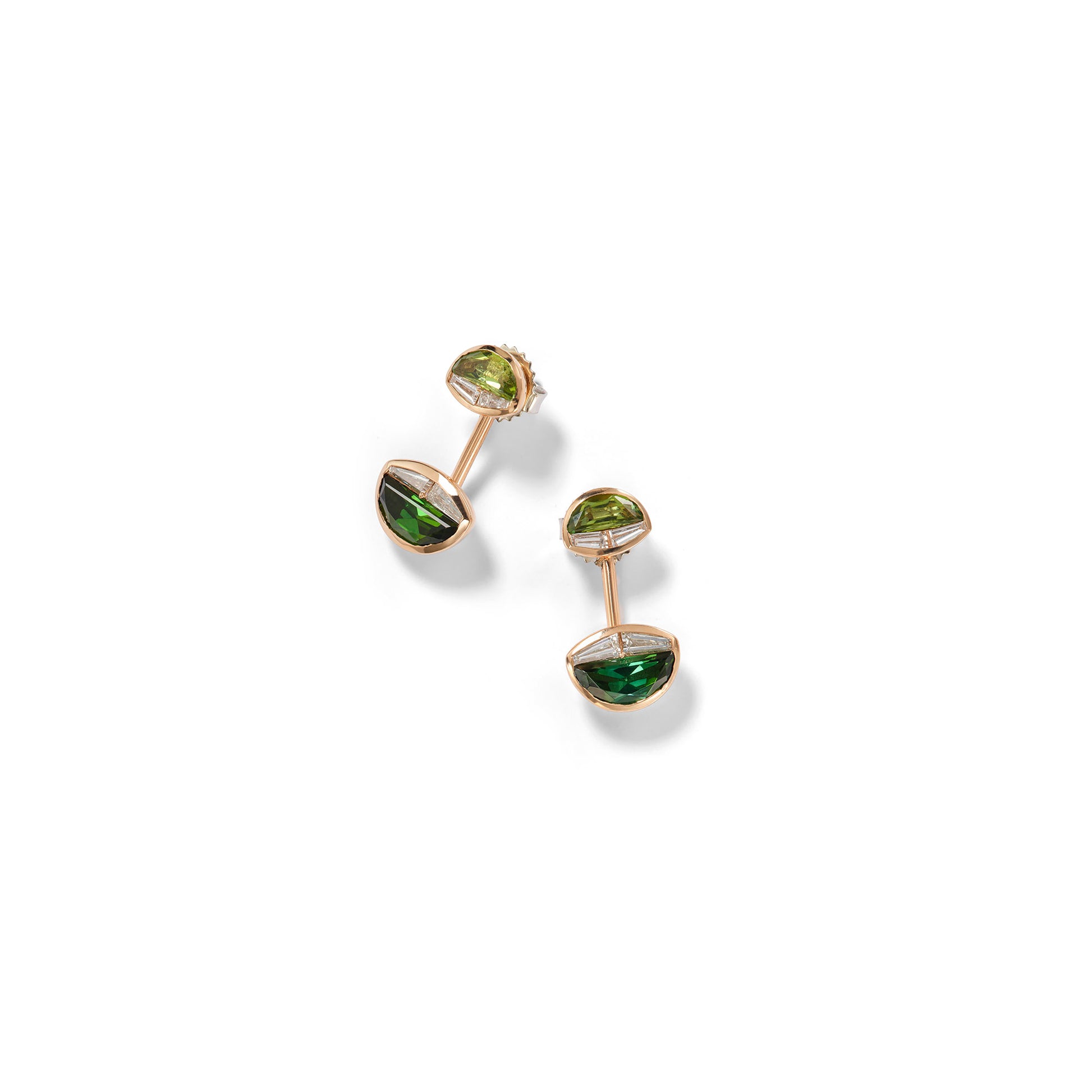 Headlamp Drop Earrings - Green Tourmaline, Diamond