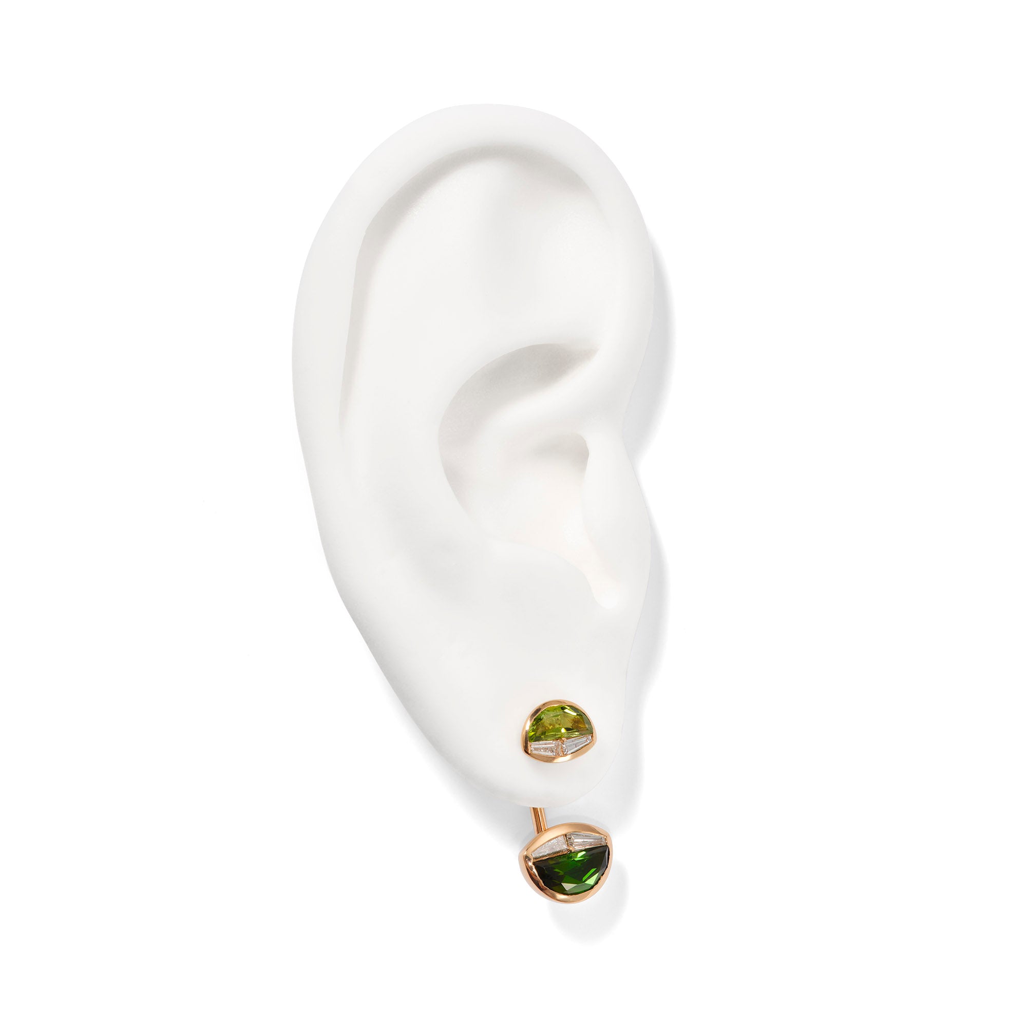 Headlamp Drop Earrings - Green Tourmaline, Diamond